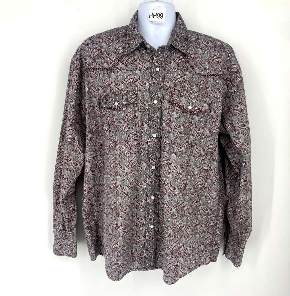 Pelham Men's 100% Cotton Paisley Pearl Snap Western Shirt XXL Cowboy Men's
